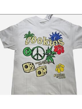 Cookies Garden Of Life Graphic T-Shirt White Cotton Medium
